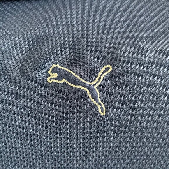 Puma Sport Lifestyle Dry Cell SS 3 Button Poly Polo Shirt Navy + White Accent M - Picture 8 of 12